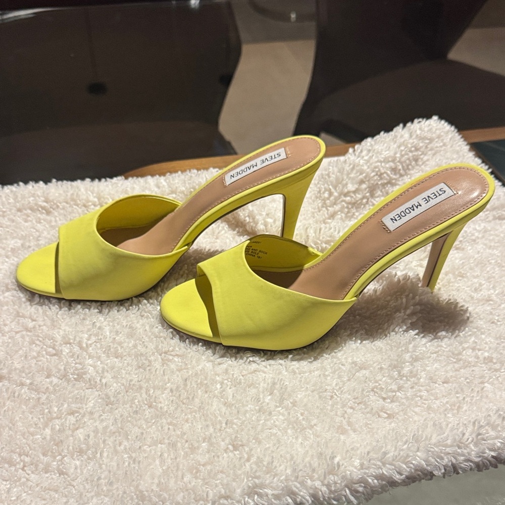 Steve Madden Neon Yellow Open-Toe High Heel Mules